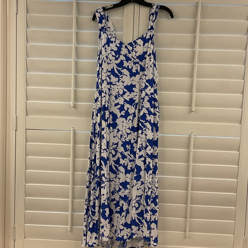 LOFT Blue and White Floral Maxi Dress